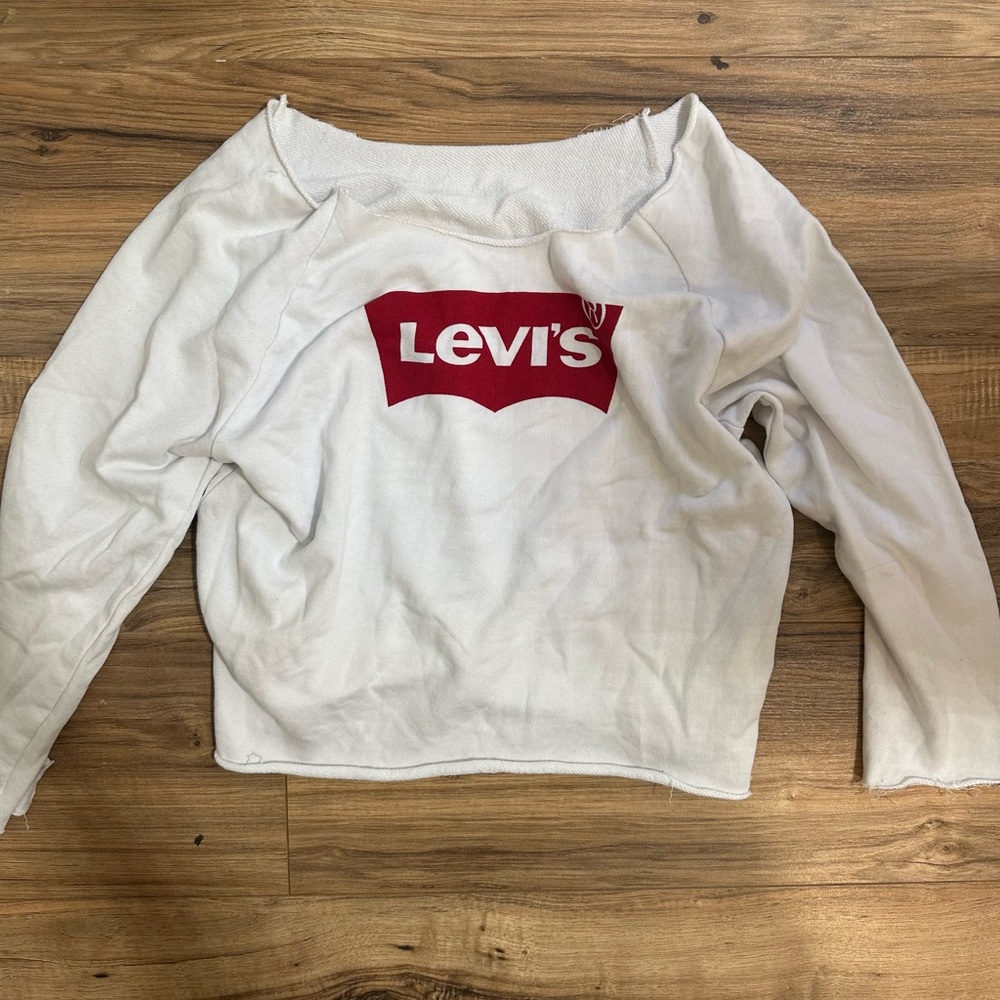 Levi's Distressed Off the Shoulder Long Sleeve